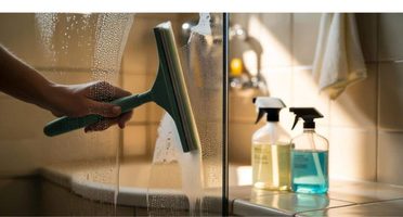 Detailed scrubbing of kitchen tile during a deep cleaning visit