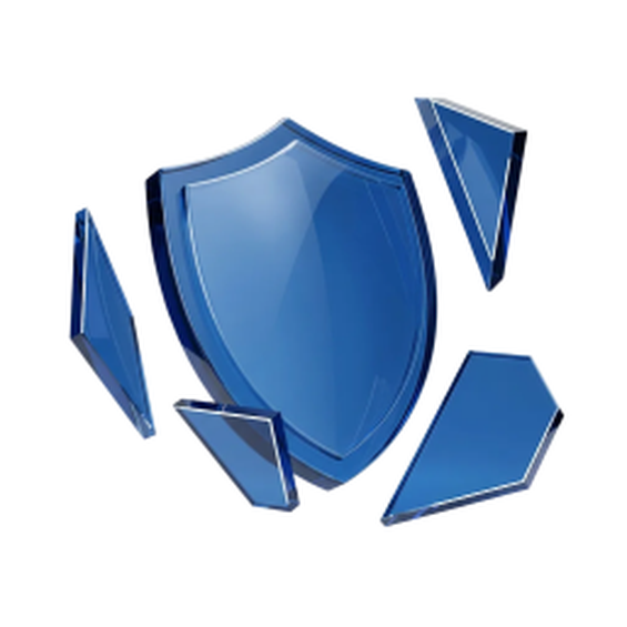 Shattered blue glass shield