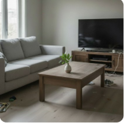 The same living room tidy and spotless after cleaning