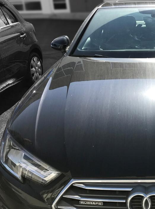 Stoffige, doffe motorkap vóór de detailing